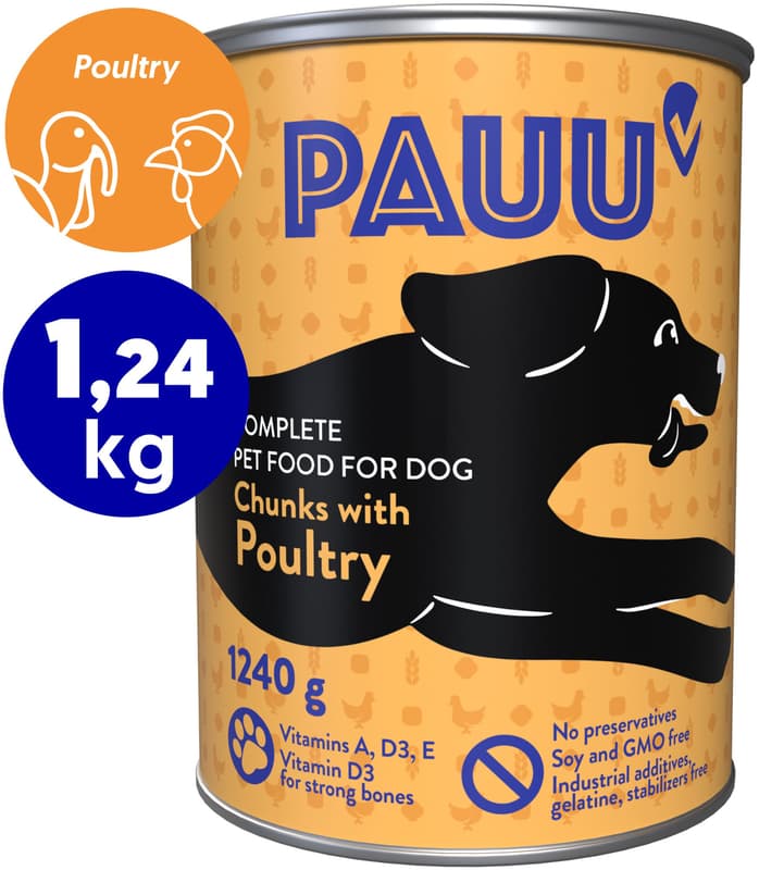 Pauu Hundefutter mit Geflügel in Sauce