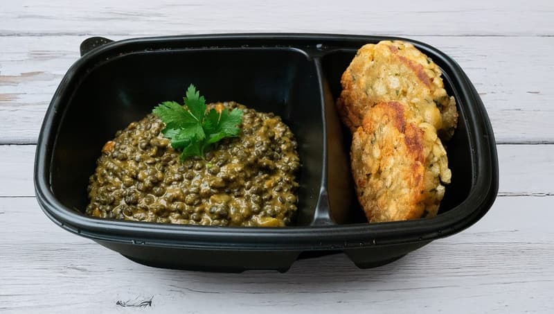 vegan lentils cooked in Burgenland-Asian style with dumplings