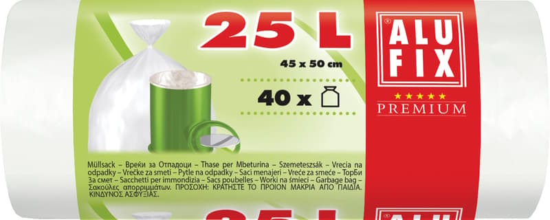 ALUFIX Garbage bags HDPE 45x50cm white 25L/40pcs