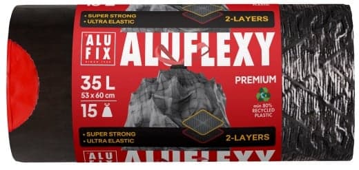ALUFIX Garbage bags Drawstring FLEXY LDPE 53x60cm steel 35L/15pcs