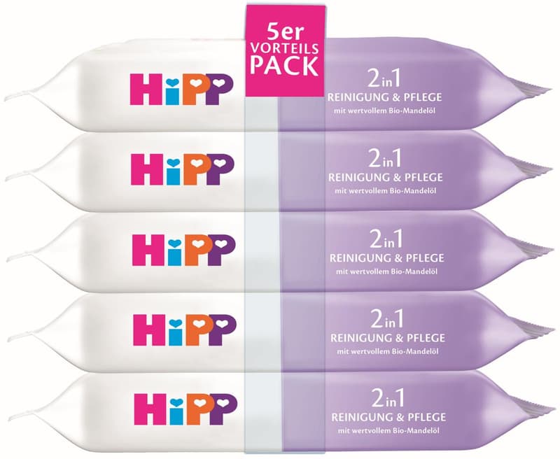 HiPP Feuchttücher 2in1 Reinigung & Pflege 5x48