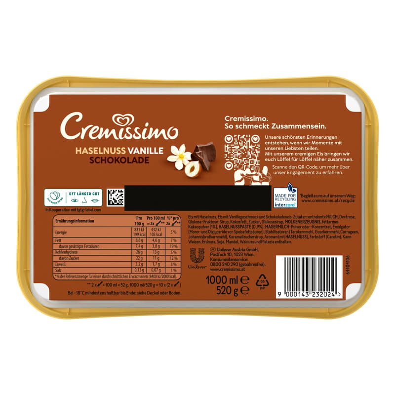 Cremissimo Hazelnut-Vanilla-Chocolate