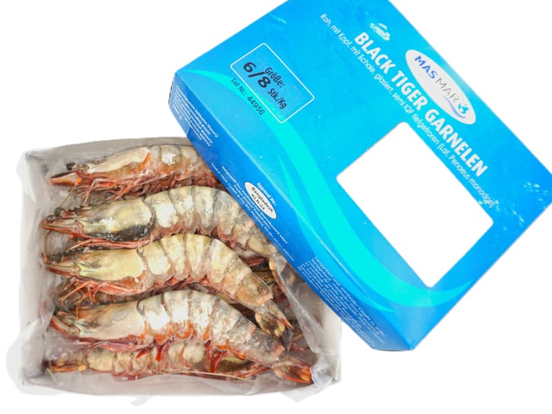 Eishken Estate Garnelen "Black Tiger" mit Kopf 6-8Stk/kg (tiefgekühlt)