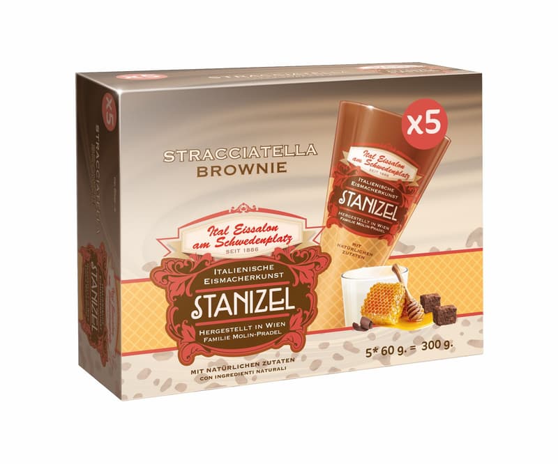 Eissalon am Schwedenplatz ice cream cone Stracciatella-Brownie 5 x 60ml