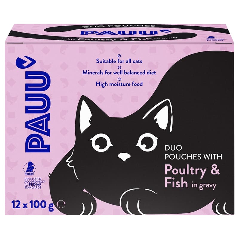 Pauu Pouches mit Geflügel und Fisch in Soße für Katzen