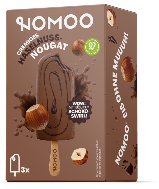 NOMOO Haselnuss-Nougat 3x65ml VEGAN (tiefgekühlt)