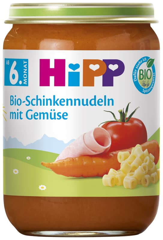 HiPP BIO-Schinkennudeln mit Tomaten und Karotten, ab dem 6. Monat