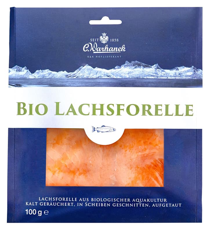 Warhanek BIO geräucherte Lachsforelle geschnitten