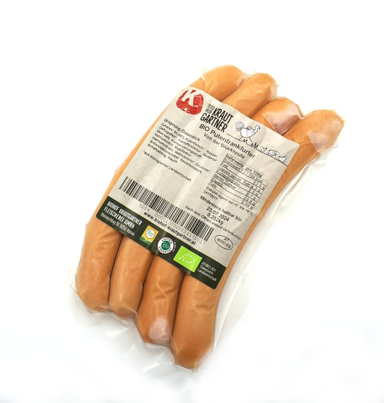 Krautgartner BIO turkey frankfurter