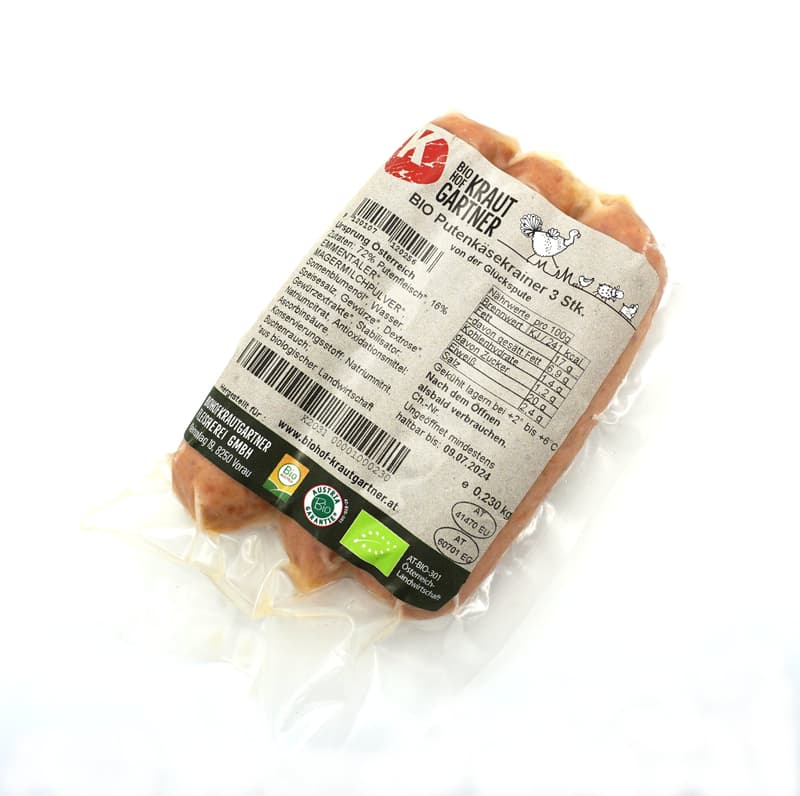 Krautgartner BIO turkey cheese sausage