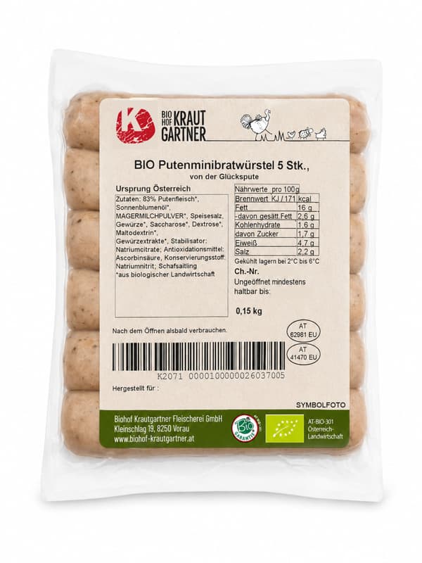 Krautgartner BIO turkey mini sausages