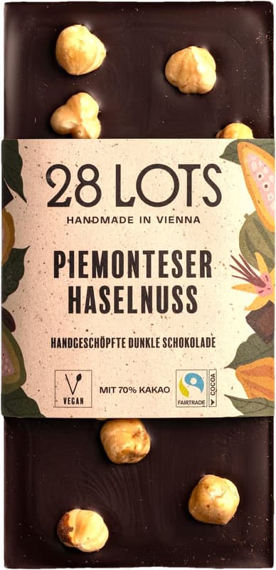 28Lots Piemonteser Haselnuss Zartbitterschokolade