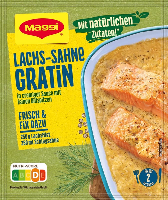 Maggi Fix für Lachs Sahne Gratin