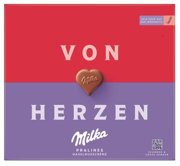 Milka 'von Herzen' Haselnusscreme Pralinen