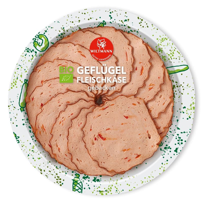 Wiltmann BIO poultry meat loaf sliced with peppers
