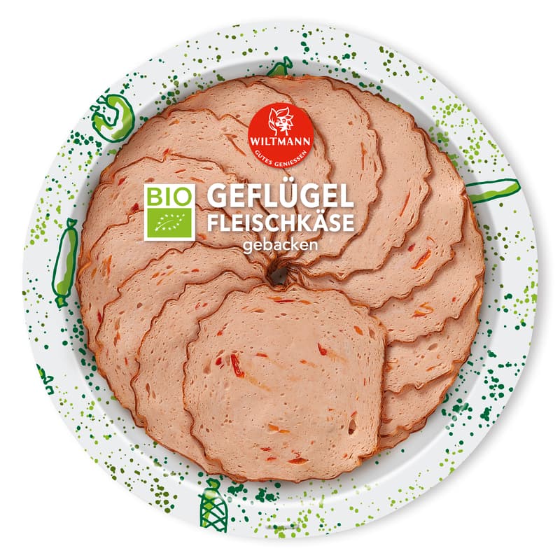 Wiltmann BIO Geflügel Fleischkäse mit Paprika geschnitten