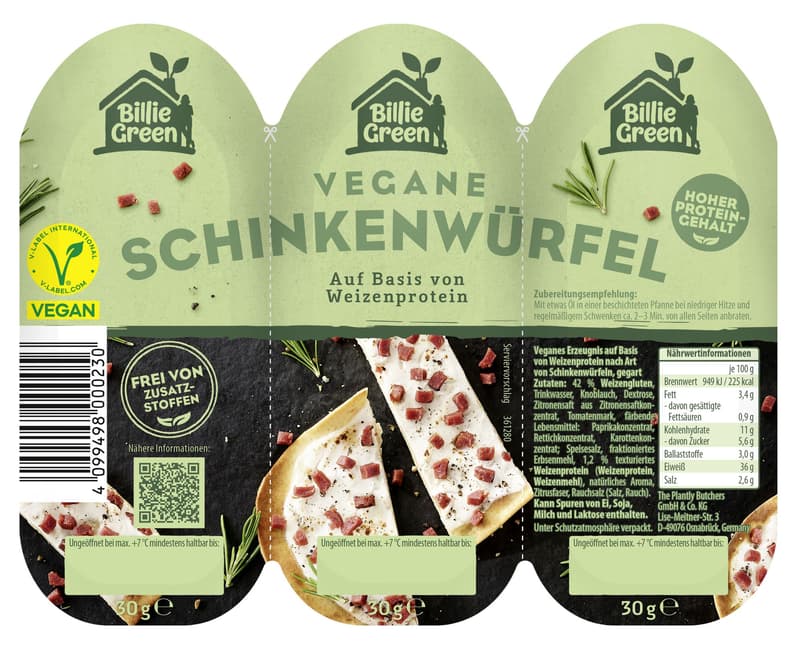 Billie Green Vegan ham cubes
