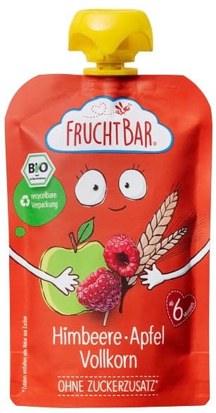 FruchtBar BIO fruit puree raspberry, apple, wholemeal