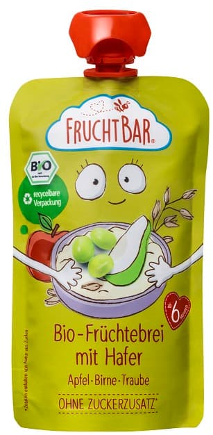 FruchtBar BIO-Früchte-Haferbrei Apfel, Birne, Traube, Hafer