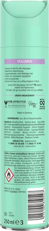 taft Hairspray Volume Hold 3 Turquoise Purple  