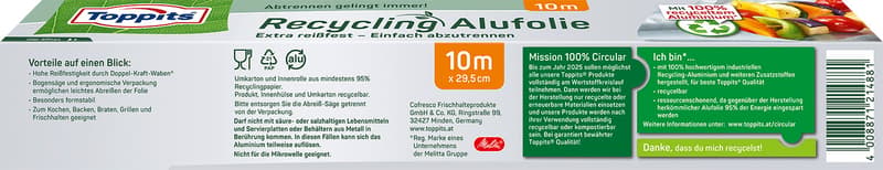 TOPPITS recycled aluminium foil 10m x 29,5cm