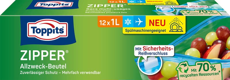 TOPPITS Zipper 1L, 12 all-purpose bags