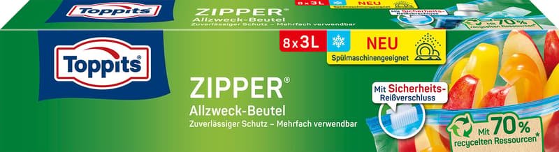 TOPPITS Zipper 3L, 8 all-purpose bags