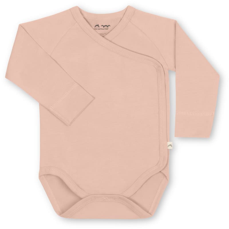 Herr und Frau Klein long-sleeved wrap-around body Milla in organic jersey powder pink 0-3M