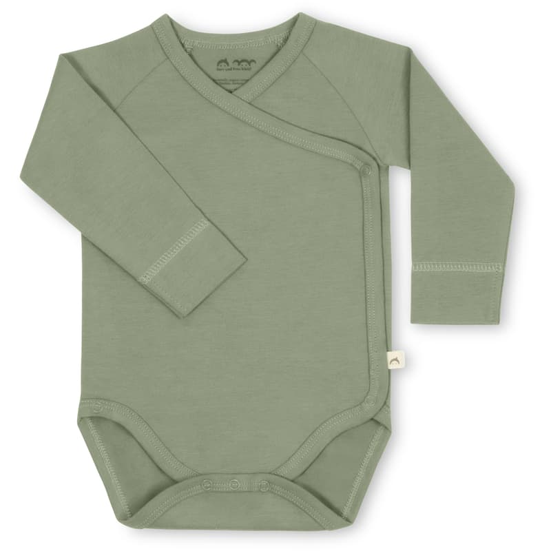Herr und Frau Klein long-sleeved wrap-around body Milla in organic jersey sage green 0-3M