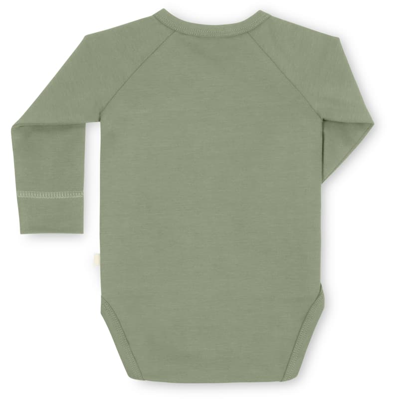 Herr und Frau Klein long-sleeved wrap-around body Milla in organic jersey sage green 0-3M