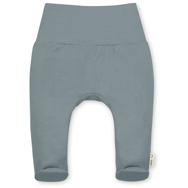 Herr und Frau Klein trousers with feet Gilbert in organic jersey dove blue 3-6M