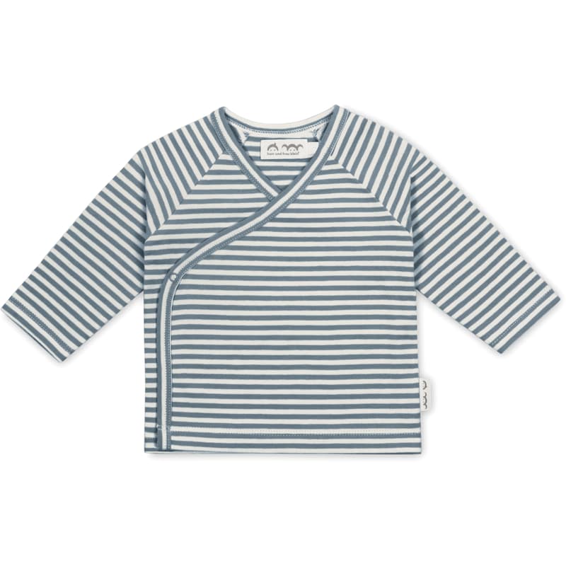Herr und Frau Klein Flora wrap jacket in organic jersey dove blue stripes 0-3M