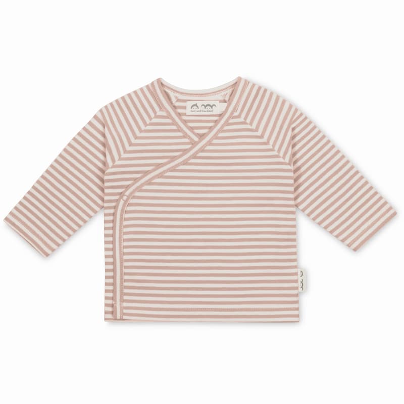Herr und Frau Klein Flora organic jersey wrap jacket powder pink striped 0-3M