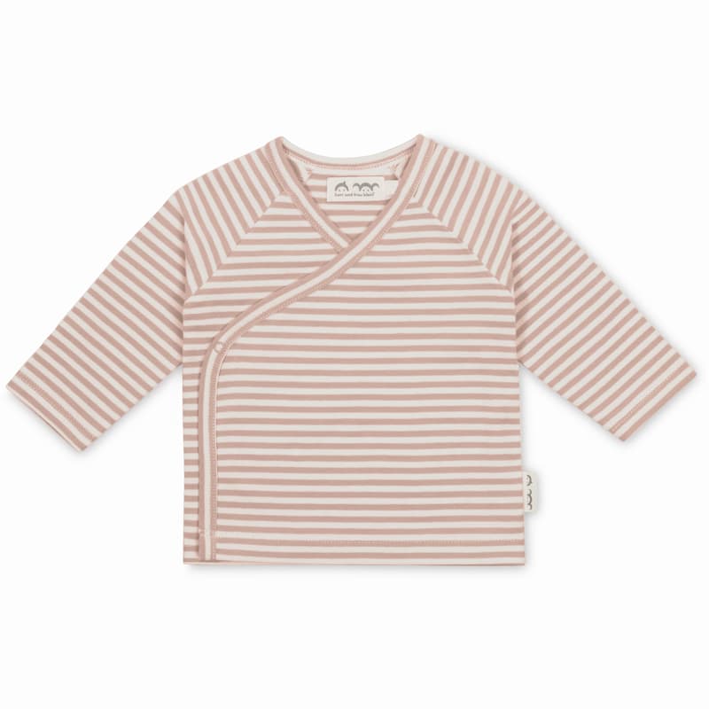 Herr und Frau Klein Flora organic jersey wrap jacket powder pink striped 3-6M