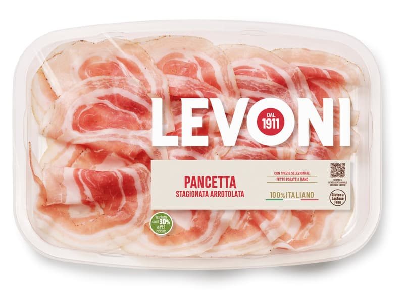 Levoni Pancetta Stagionata geschnitten