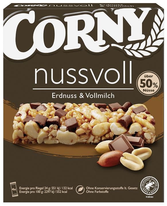 Corny Nussvoll Erdnuss & Vollmilch Müsliriegel
