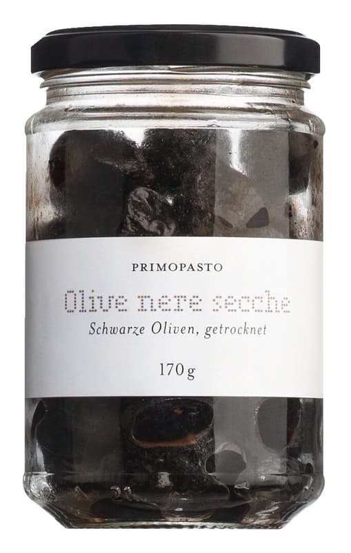 Primopasto Schwarze Oliven mit Stein, getrocknet