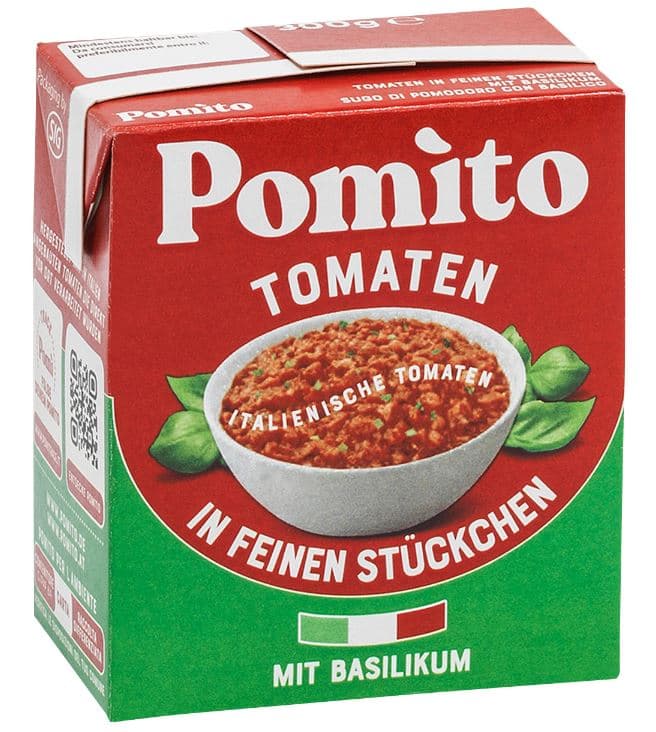 Pomito tomato pulp fine pieces with basil