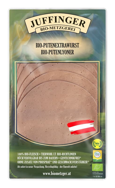 Juffinger BIO turkey extra sausage sliced
