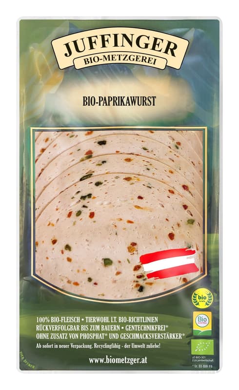 Juffinger BIO Paprikawurst geschnitten