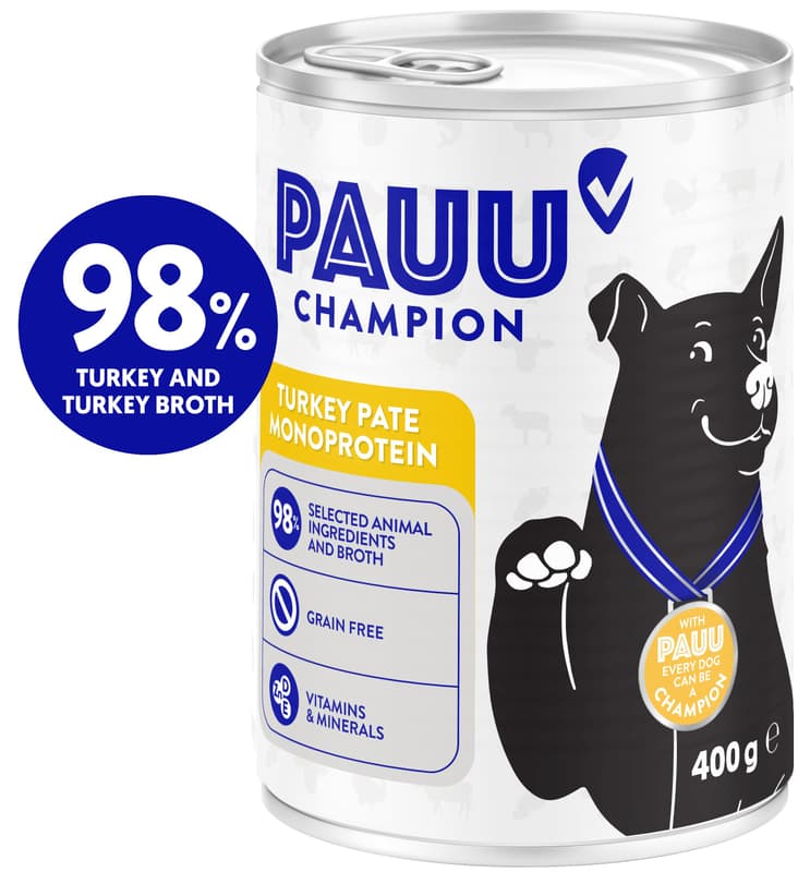 Pauu Champion Monoprotein paté for dogs turkey