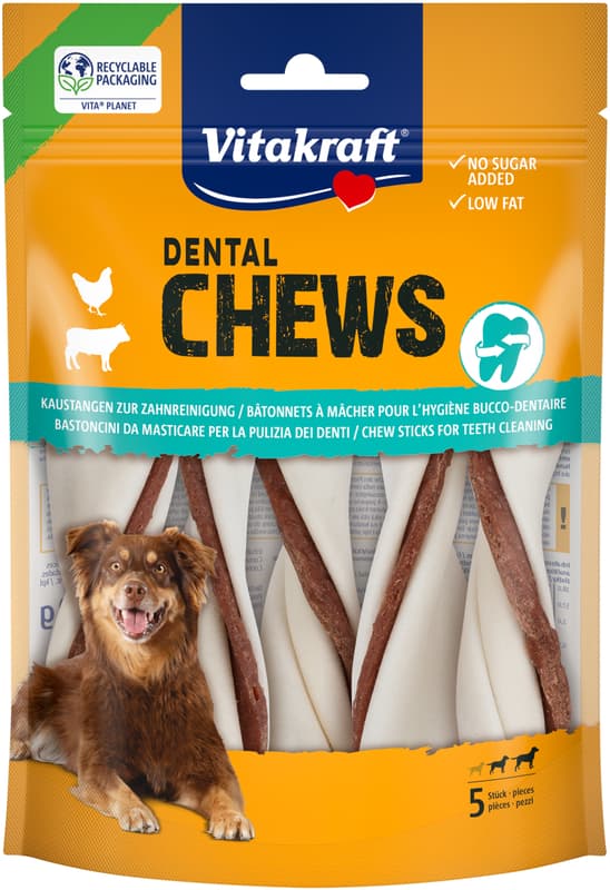 Vitakraft Chews Dental Twister Kausnack, S (Rind+Huhn) 5 Stk.