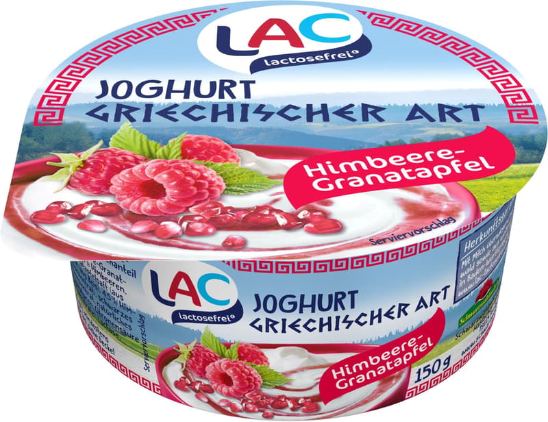 LAC lactose-free yoghurt Greek style raspberry-pomegranate