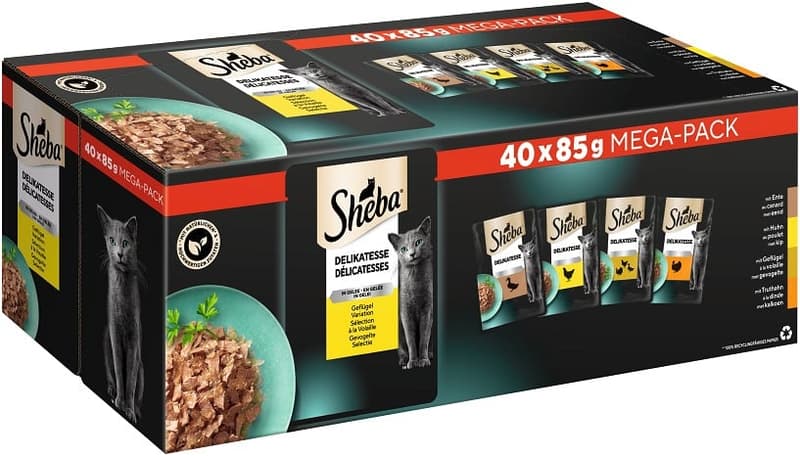 Sheba fresh pouches 40 pack delicacy in jelly poultry variation 