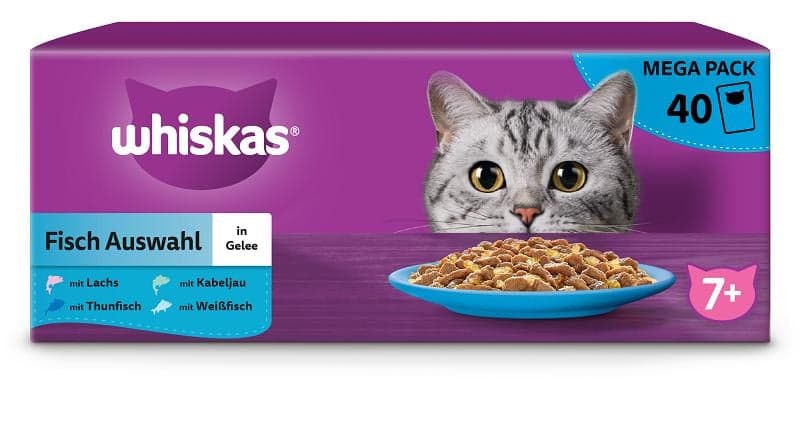 Whiskas Fresh Pouches 40 Pack Fish Selection in Jelly 7+
