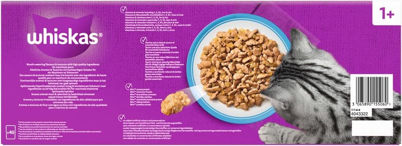 Whiskas Fresh Pouches 40 Pack Fish Selection in Jelly 7+
