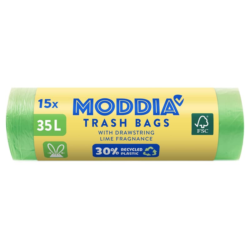Moddia Müllbeutel grün mit Zugband, mit Duft, 35 Liter