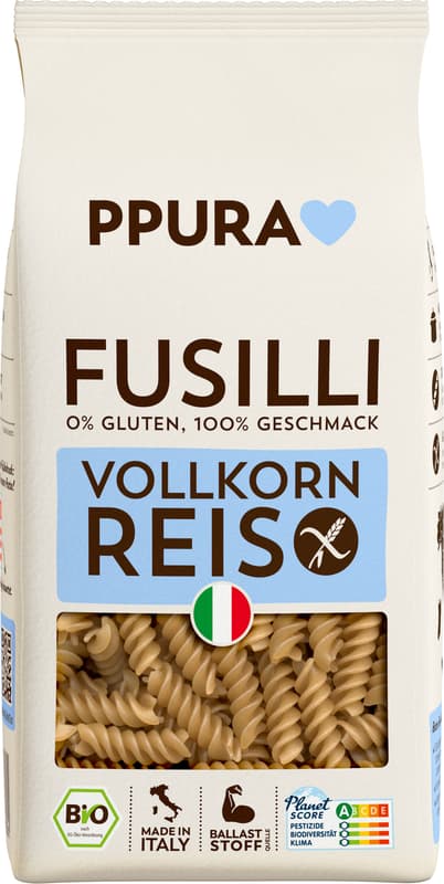 PPURA BIO Fusilli aus Vollkornreis glutenfrei