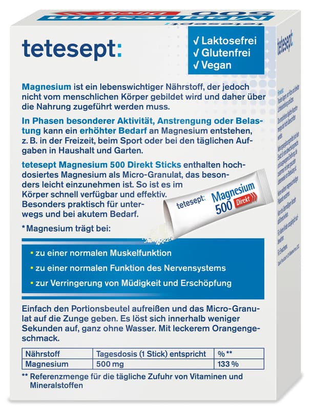 tetesept Magnesium 500 Direkt Stick