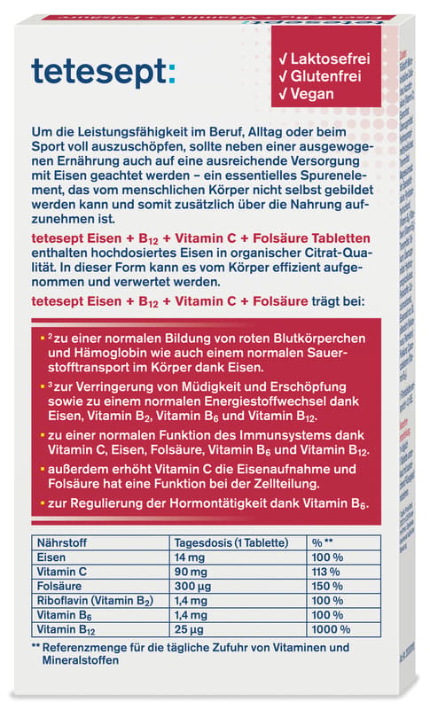 tetesept Iron 14mg +B12+C+Folic acid